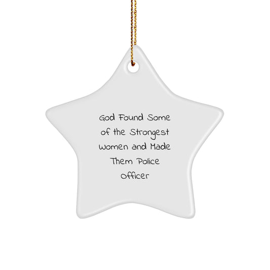 Gifts from Family for Police Officer Christmas Star Ornament, Funny Quote, Star Shaped, Durable MDF, High Gloss Finish - Image 1