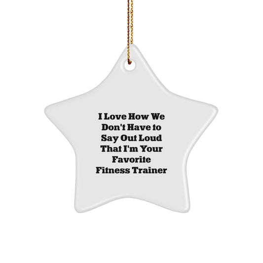 Funny Fitness Trainer Star Ornament - Gifts from Friends to Favorite Fitness Trainers, Perfect for Christmas Unique Gifts, Star Shaped White Color - Image 1