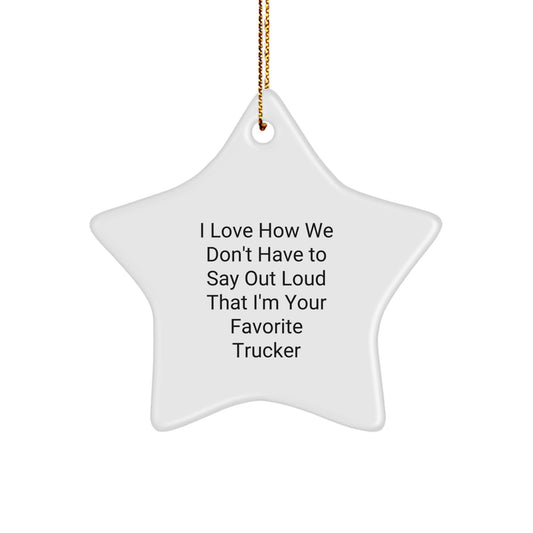 Funny Trucker Star Ornament Gifts from Family for Favorite Trucker, White Star Shaped Decor, Christmas Unique - Image 1