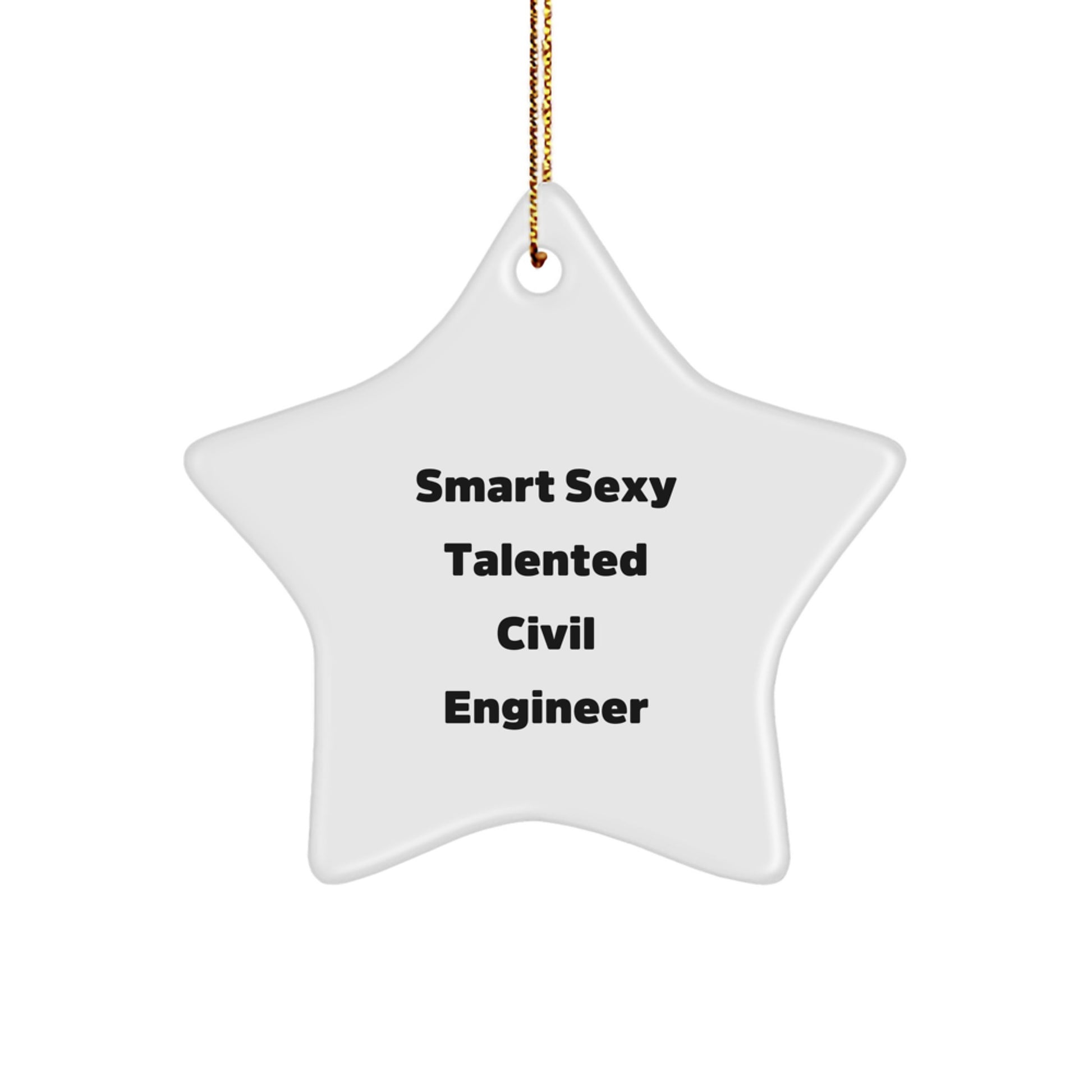 Gifts from Friends and Family for the Smart Sexy Talented Civil Engineer - Christmas Star Ornament, Funny Quote, Durable MDF Material, 3.25" Tall, 1/8" Thick - Image 1