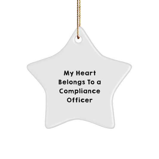 Funny Compliance Officer Gifts - My Heart Belongs To A Compliance Officer Star Ornament, Perfect for Christmas, Gifts from Men to Compliance Officer Friends, Family, Coworkers - Image 1