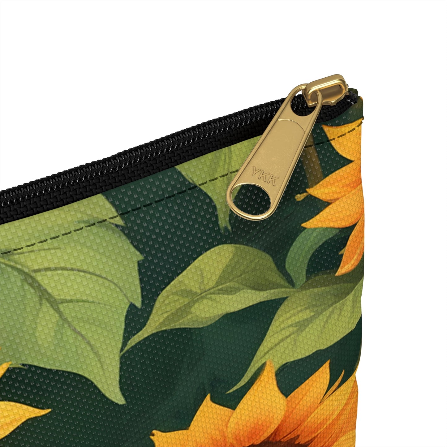 Sunflower Accessory Pouch, Floral Makeup Bag, Botanical Coin Purse, Cute Floral Clutch, Yellow Sunflowers - Victory Thru Vision 