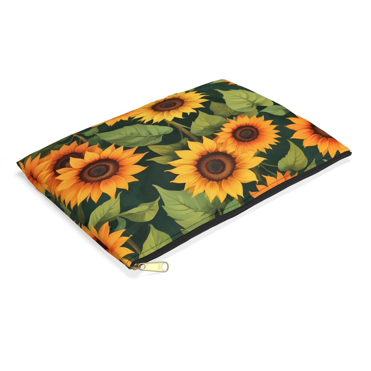 Sunflower Accessory Pouch, Floral Makeup Bag, Botanical Coin Purse, Cute Floral Clutch, Yellow Sunflowers - Victory Thru Vision 