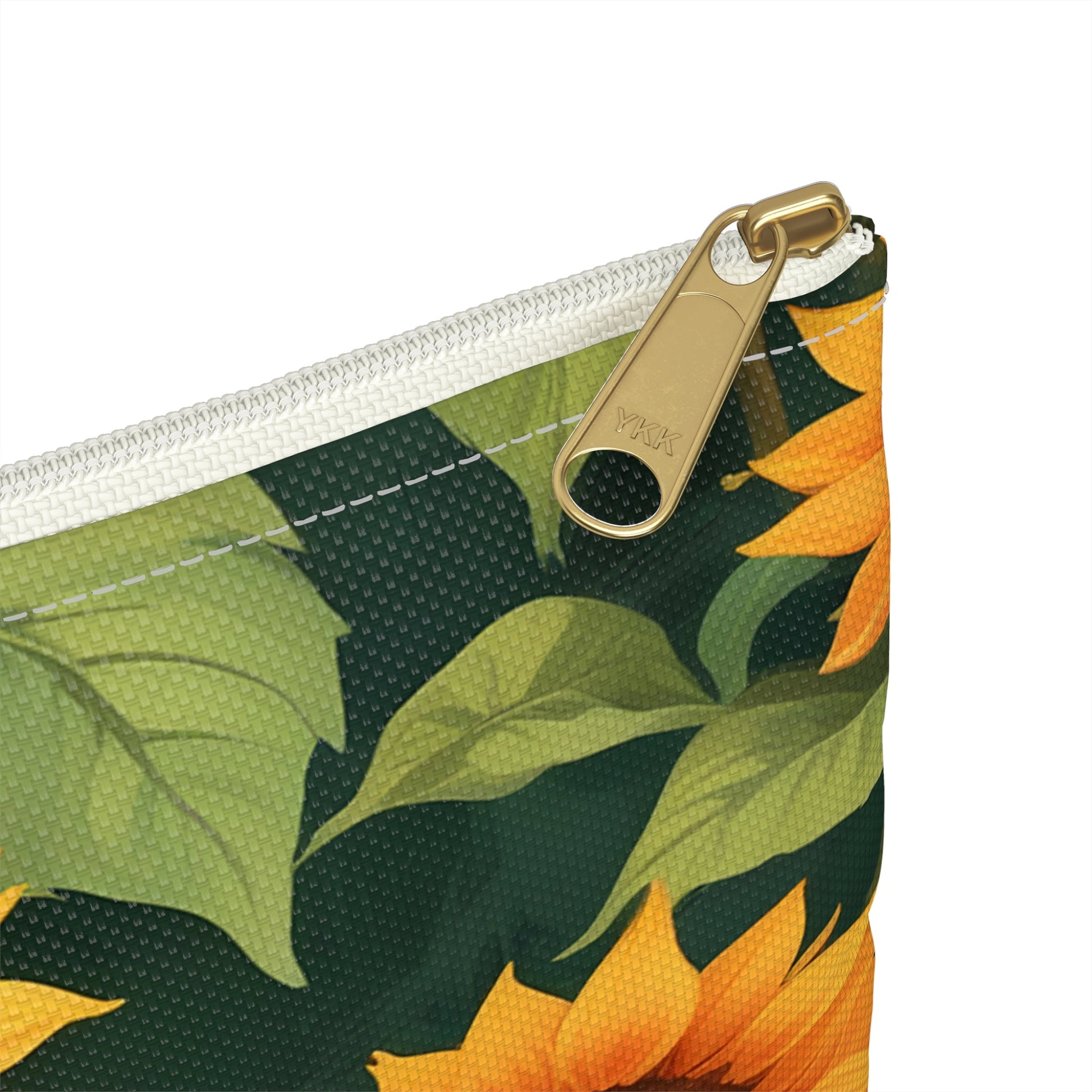 Sunflower Accessory Pouch, Floral Makeup Bag, Botanical Coin Purse, Cute Floral Clutch, Yellow Sunflowers - Victory Thru Vision 
