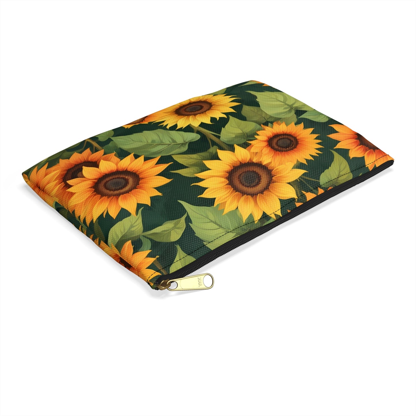 Sunflower Accessory Pouch, Floral Makeup Bag, Botanical Coin Purse, Cute Floral Clutch, Yellow Sunflowers - Victory Thru Vision 