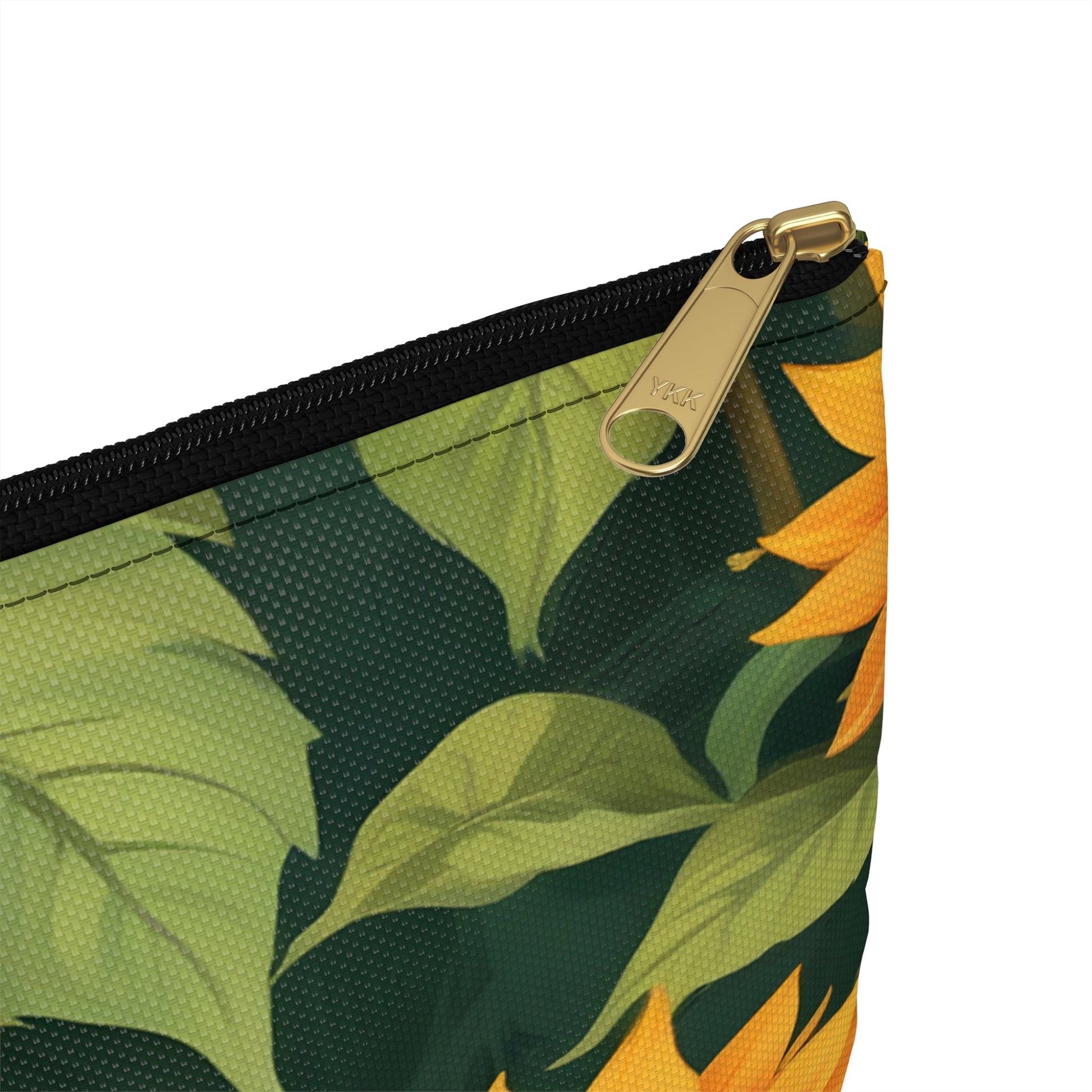 Sunflower Accessory Pouch, Floral Makeup Bag, Botanical Coin Purse, Cute Floral Clutch, Yellow Sunflowers - Victory Thru Vision 