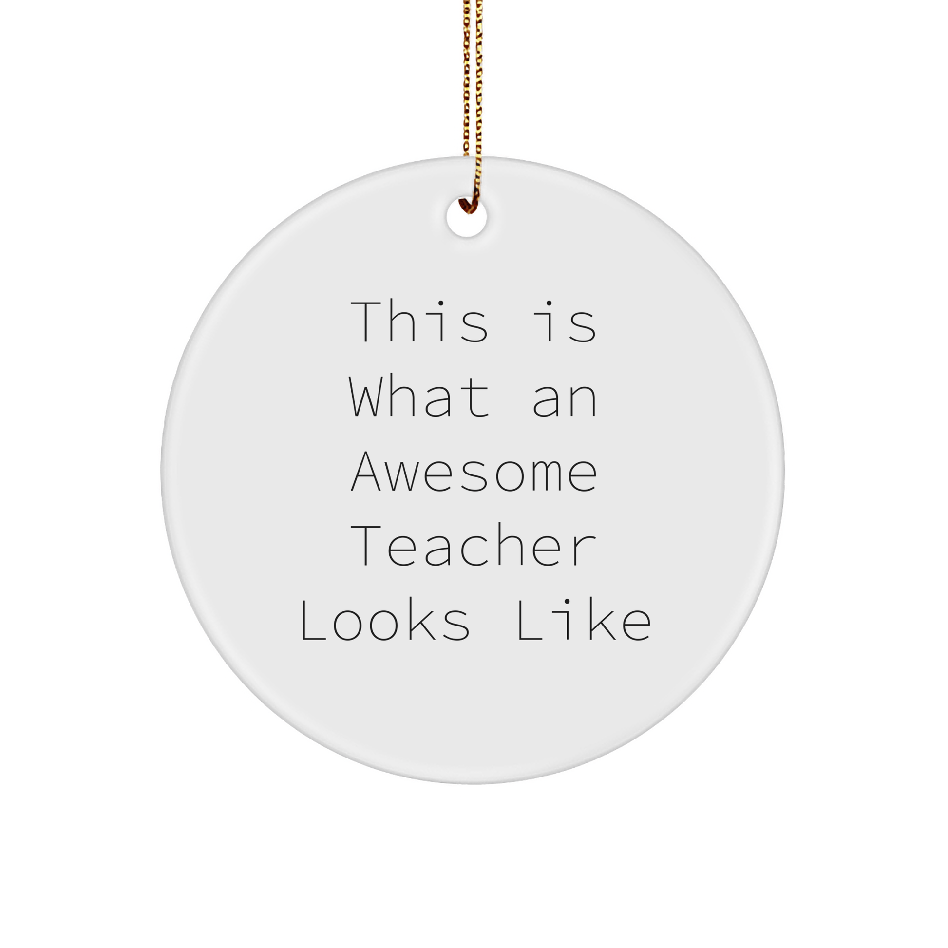Teacher Gifts from Friends, Funny Circle Ornament for Awesome Teachers, 'This Is What An Awesome Teacher Looks Like' Quote, Unique Christmas Unique Gifts - Victory Thru Vision 