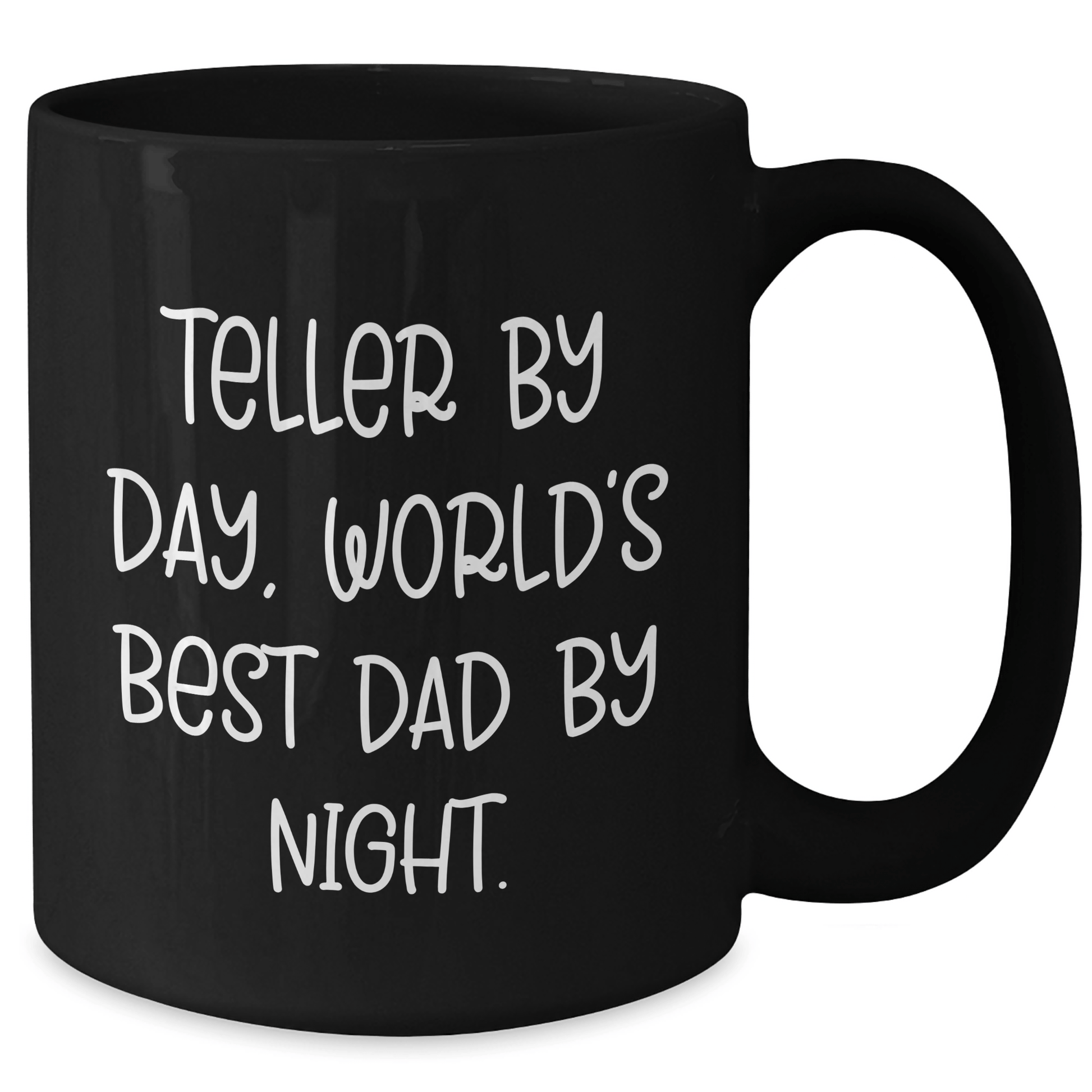 Teller Gifts, Funny Black Coffee Mug, 'Teller By Day, World's Best Dad By Night.' for Men, Gifts from Friends, Unique Father's Day Unique Gifts - Victory Thru Vision 