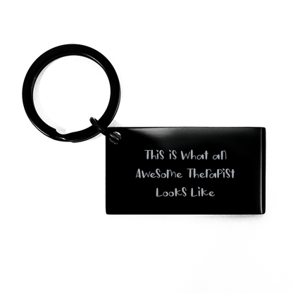 Therapist Gifts from Friends for Awesome Therapist Keychain - Funny Quote Keychain for Father's Day - Victory Thru Vision 