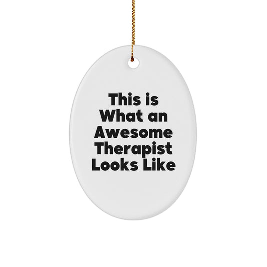 Therapist Gifts from Men, Funny Owl Ornament for Therapist, This Is What An Awesome Therapist Looks Like, Christmas Unique Gifts for Women, Friends, Coworkers, Family - Victory Thru Vision