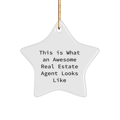 This Is What An Awesome Real Estate Agent Looks Like, Star Ornament Gifts from Family, 'This Is What An Awesome Real Estate Agent Looks Like' Real Estate Agent Gifts for Christmas - Victory Thru Vision 