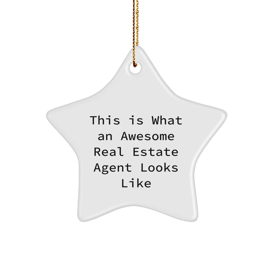 This Is What An Awesome Real Estate Agent Looks Like, Star Ornament Gifts from Family, 'This Is What An Awesome Real Estate Agent Looks Like' Real Estate Agent Gifts for Christmas - Victory Thru Vision