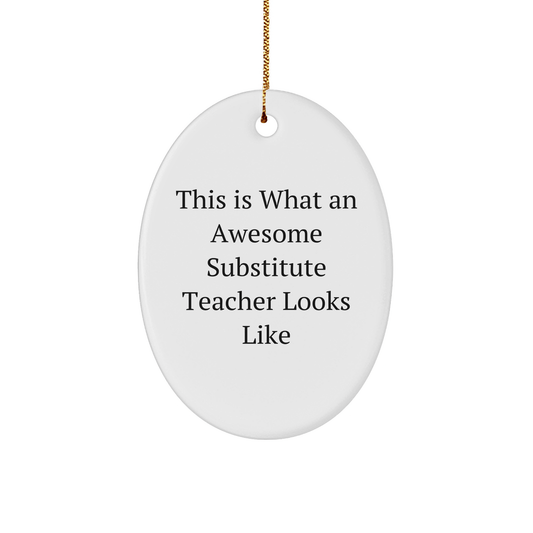 This Is What An Awesome Substitute Teacher Looks Like Gifts for Substitute Teachers Oval Ornament, Gift from Friends and Family for Christmas - Victory Thru Vision