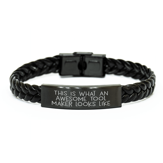 Tool Maker Gifts - Inspirational Interlaced Leather Bracelet for Men from Tool Makers, Father's Day Unique Gifts for Tool Maker - Victory Thru Vision 