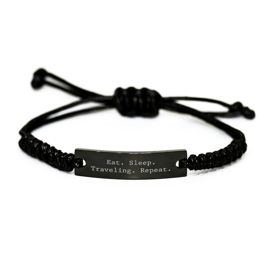 Traveling Enthusiast's Delight, Eat. Sleep. Traveling. Repeat. Rope Bracelet for Men, Women, Friends, Coworkers, Family, Graduation Unique Gifts from - Victory Thru Vision 