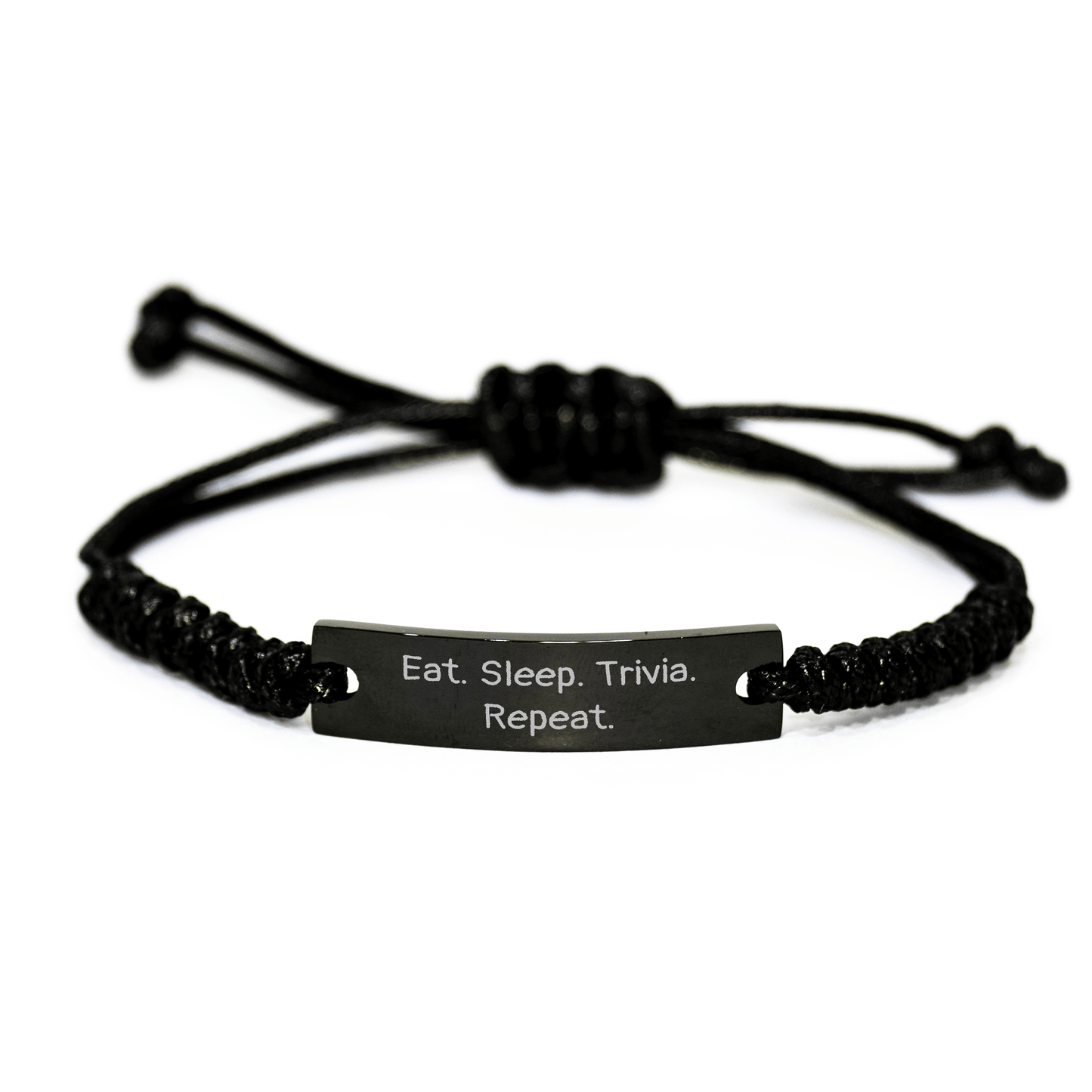 Trivia Enthusiasts' Gift, Eat. Sleep. Trivia. Repeat. Rope Bracelet for Trivia Buffs, Gifts from Friends, Graduation Unique Gifts for Trivia Lovers - Victory Thru Vision 