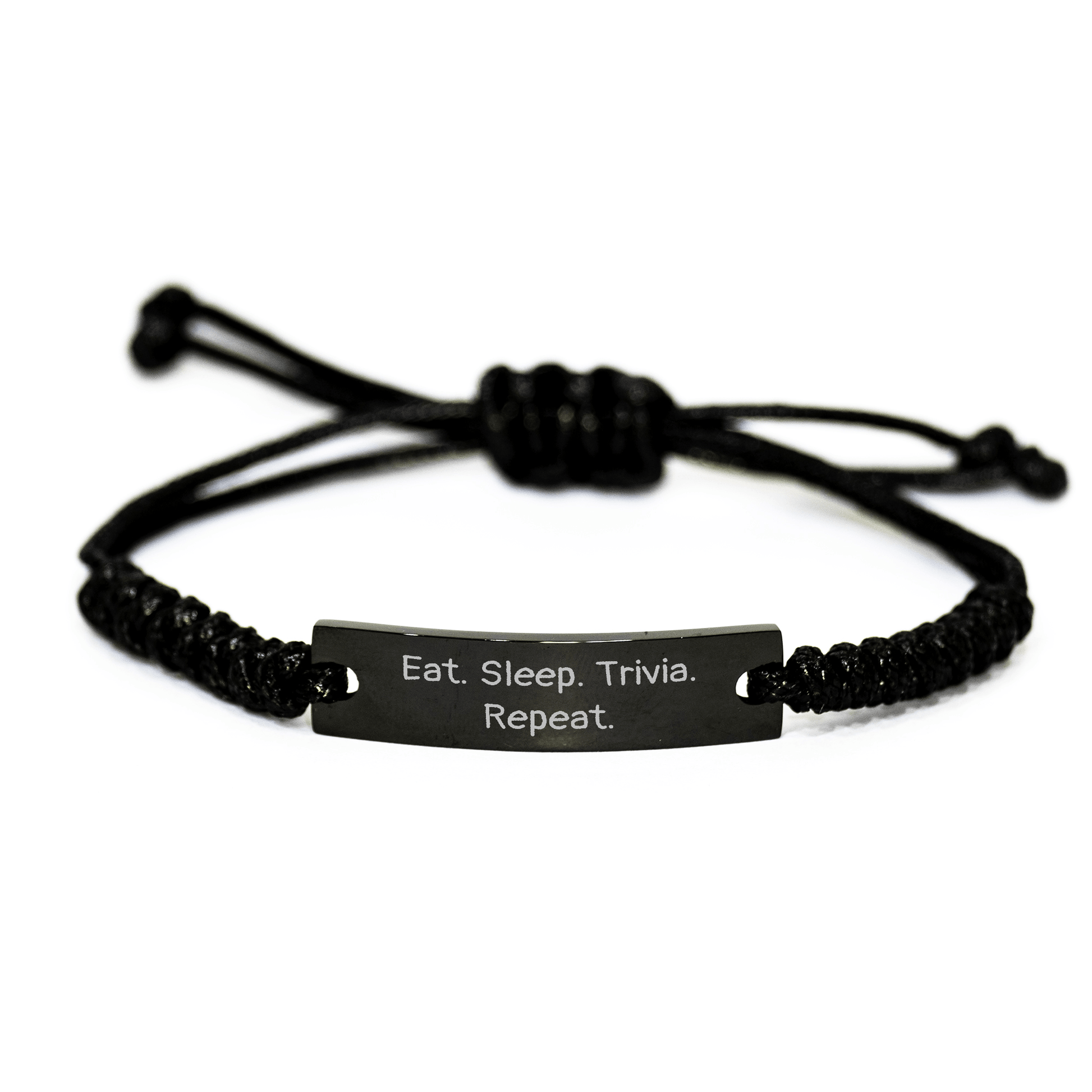Trivia Enthusiasts' Gift, Eat. Sleep. Trivia. Repeat. Rope Bracelet for Trivia Buffs, Gifts from Friends, Graduation Unique Gifts for Trivia Lovers - Victory Thru Vision 