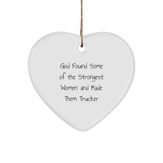 Trucker Christmas Unique Gifts from Women, Heart Ornament with Funny Quote, Gifts for Men, Funny Trucker Gifts, Christmas Unique Presents - Victory Thru Vision