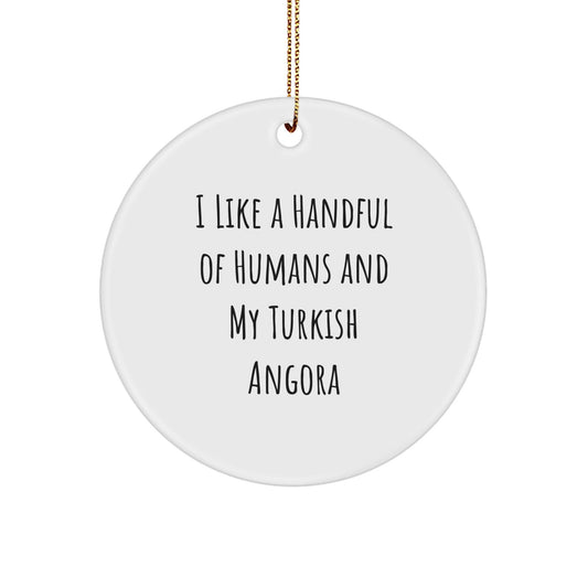 Turkish Angora Cat Lover Gifts from Friends, Circle Ornament, I Like A Handful Of Humans And My Turkish Angora, Funny Christmas Unique Gifts for Men, Women, Family, and Friends - Victory Thru Vision