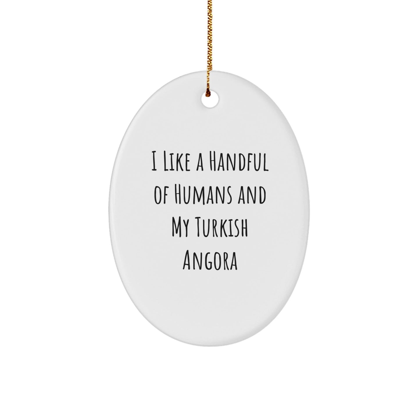 Turkish Angora Cat Lovers Gifts from Friends - Oval Ornament with Funny Quote, White, 3.25" Tall, Christmas Unique Gifts for Men, Women, Coworkers, Family - Victory Thru Vision