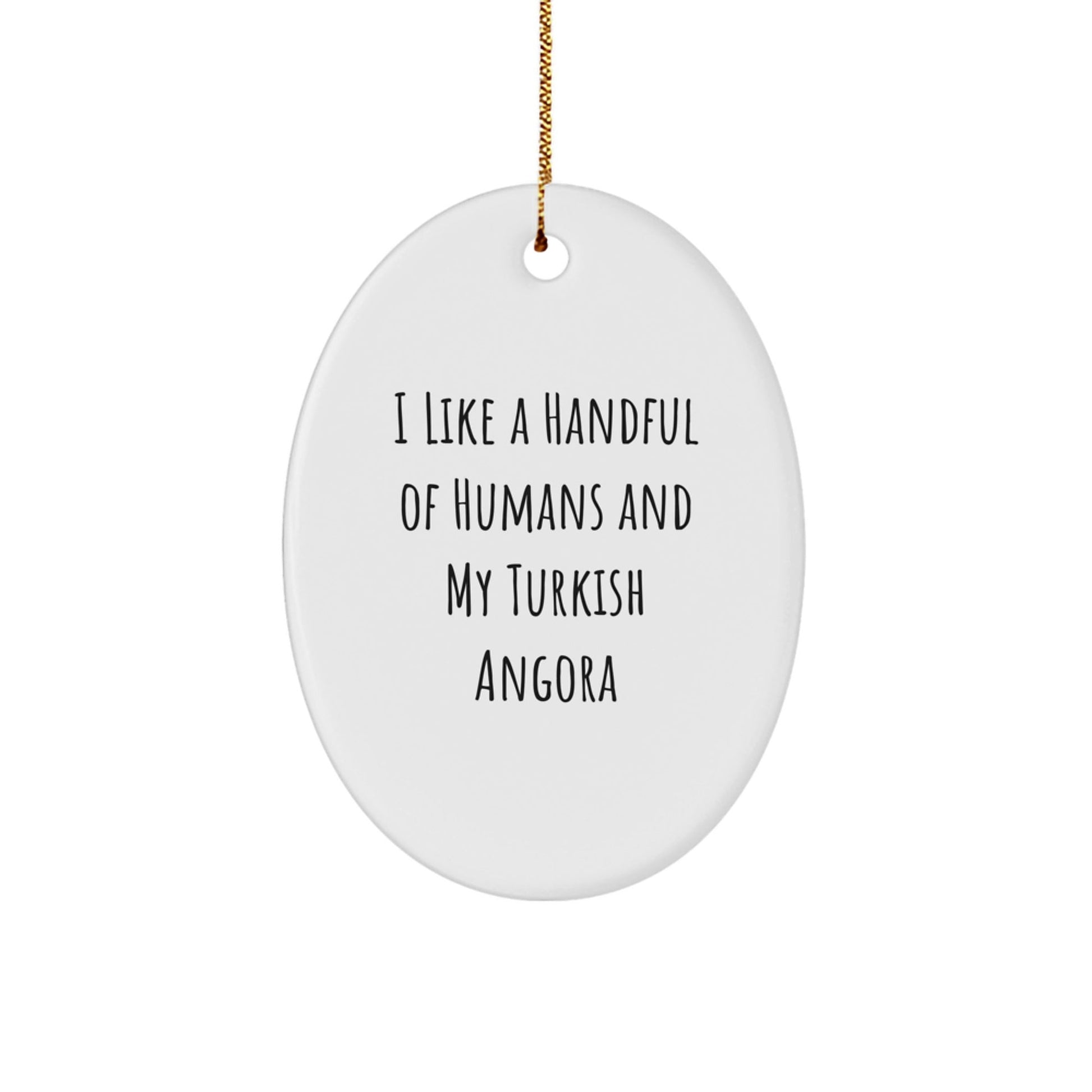 Turkish Angora Cat Lovers Gifts from Friends - Oval Ornament with Funny Quote, White, 3.25" Tall, Christmas Unique Gifts for Men, Women, Coworkers, Family - Victory Thru Vision