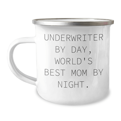 Underwriter Humor Gifts, Camping Mug for Men, Funny Quote 'Underwriter By Day, World's Best Mom By Night.' Gifts from Family, Unique Father's Day Unique Gifts for Him - Victory Thru Vision 