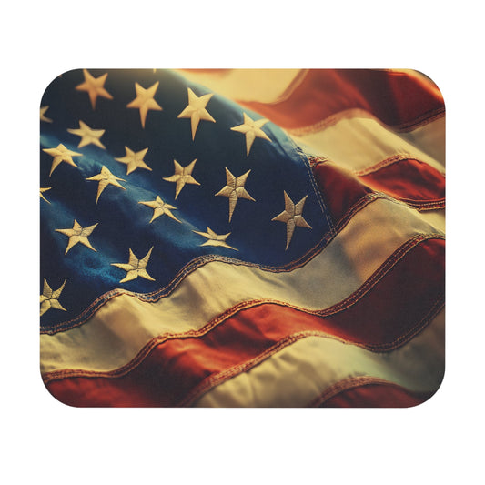 United States National Flag Mouse Pad, American Flag Design, Patriotic Desk Mat, USA Office Decor, Red White Blue - Victory Thru Vision 