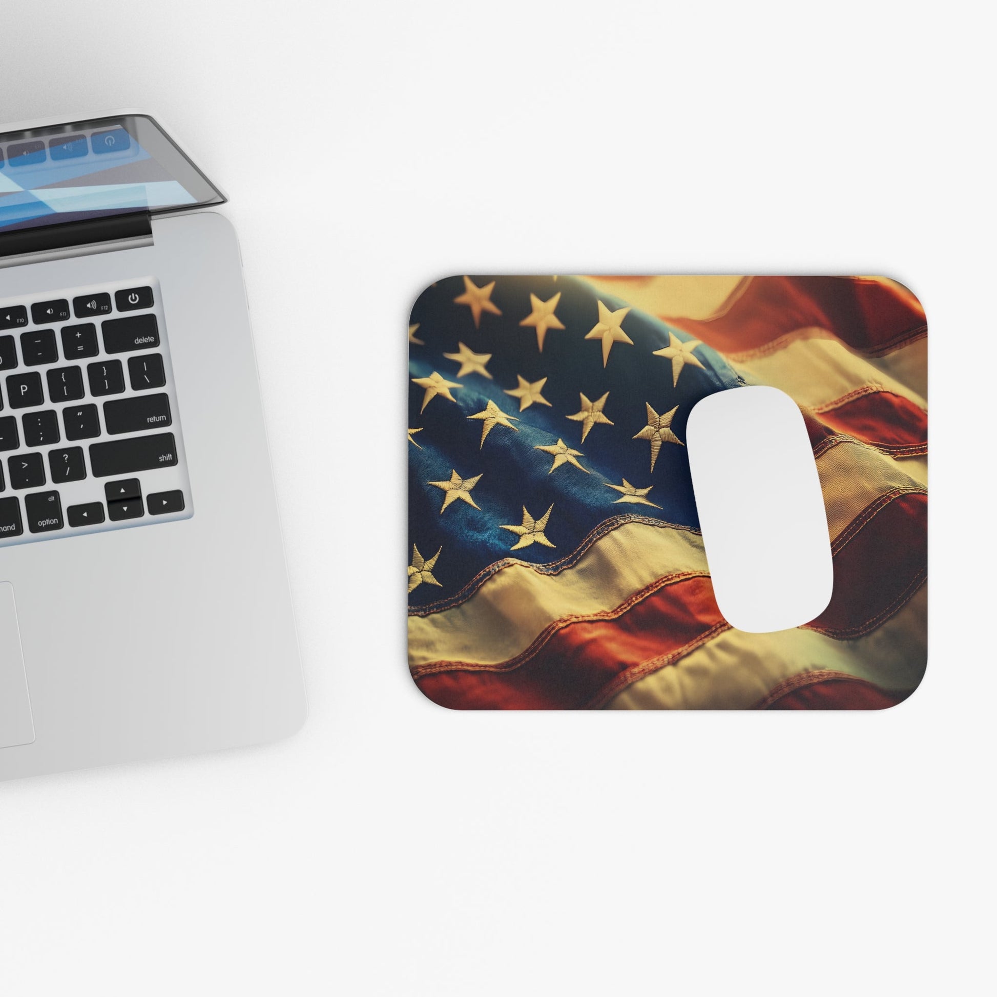 United States National Flag Mouse Pad, American Flag Design, Patriotic Desk Mat, USA Office Decor, Red White Blue - Victory Thru Vision 