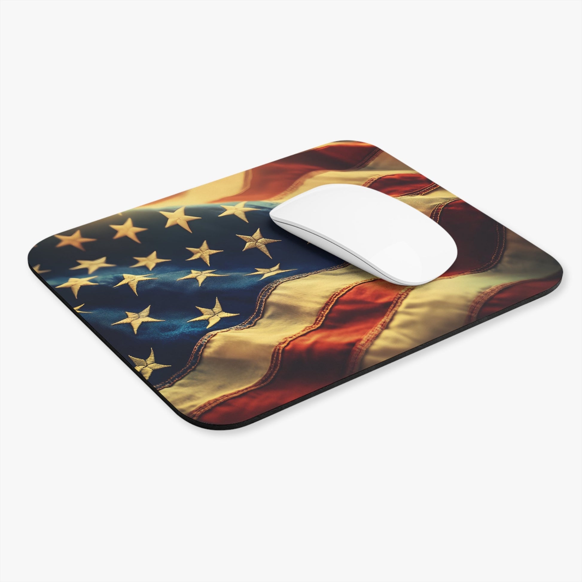 United States National Flag Mouse Pad, American Flag Design, Patriotic Desk Mat, USA Office Decor, Red White Blue - Victory Thru Vision 