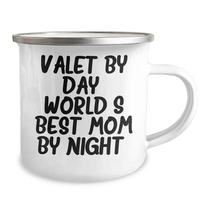 Valet's Camping Mug, Funny Quote Gift from Family to World's Best Dad on Father's Day - Gifts for Valet - Victory Thru Vision 