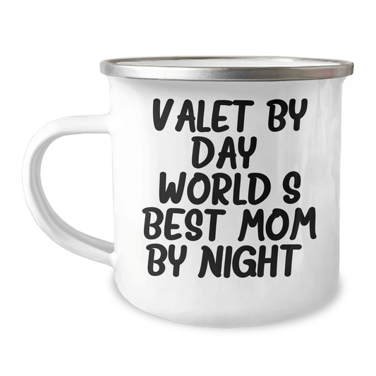 Valet's Camping Mug, Funny Quote Gift from Family to World's Best Dad on Father's Day - Gifts for Valet - Victory Thru Vision 