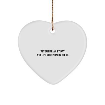 Veterinarian Heart Ornament, Funny Quote, Christmas Unique Gifts from Mom for Veterinarian - Victory Thru Vision 