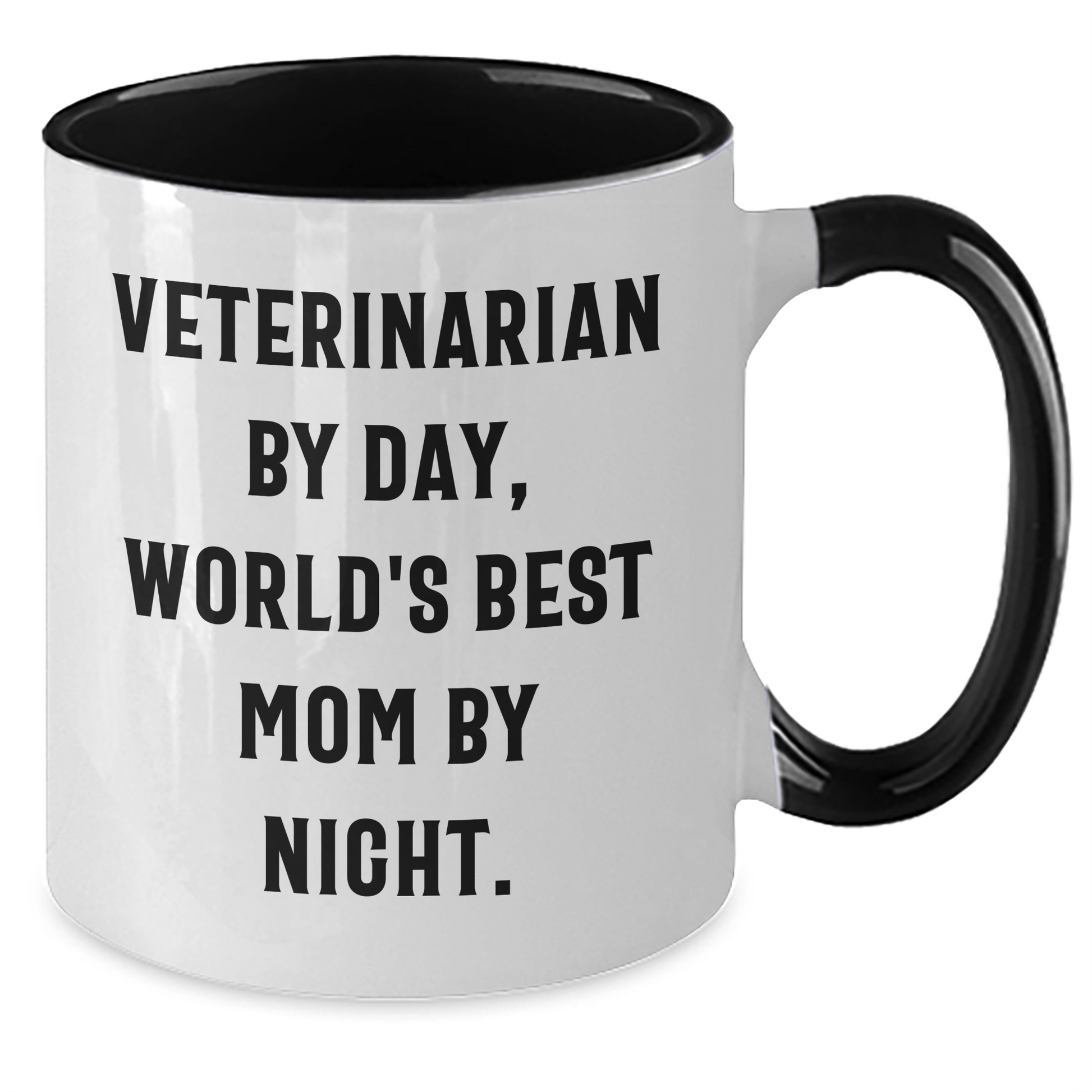 Veterinarian Humor, Two Tone Coffee Mug Gift for World's Best Mom - Funny Quote, Father's Day Unique Gifts from Friends and Family - Victory Thru Vision
