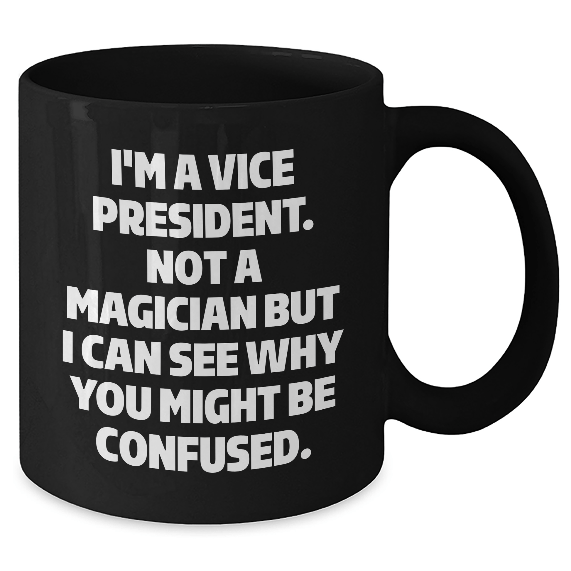 Vice President Funny Gifts from Friends for Graduation, Black Coffee Mug with Inspirational Quote, Unique Gifts for Him Her - Victory Thru Vision