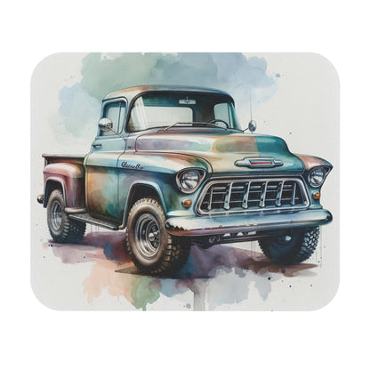 Vintage 1955 Chevy truck mouse pad with watercolor rustic design, car lover desk accessory