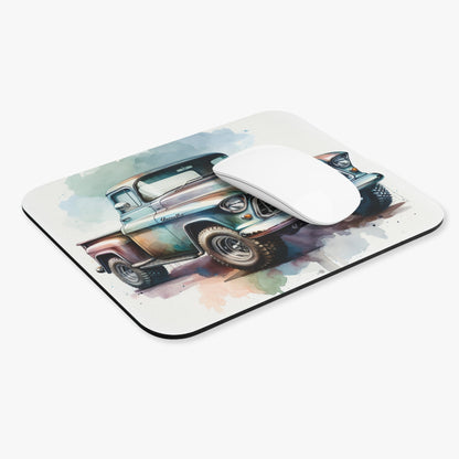 Vintage 1955 Chevy truck mouse pad with rustic watercolor design, perfect office gift