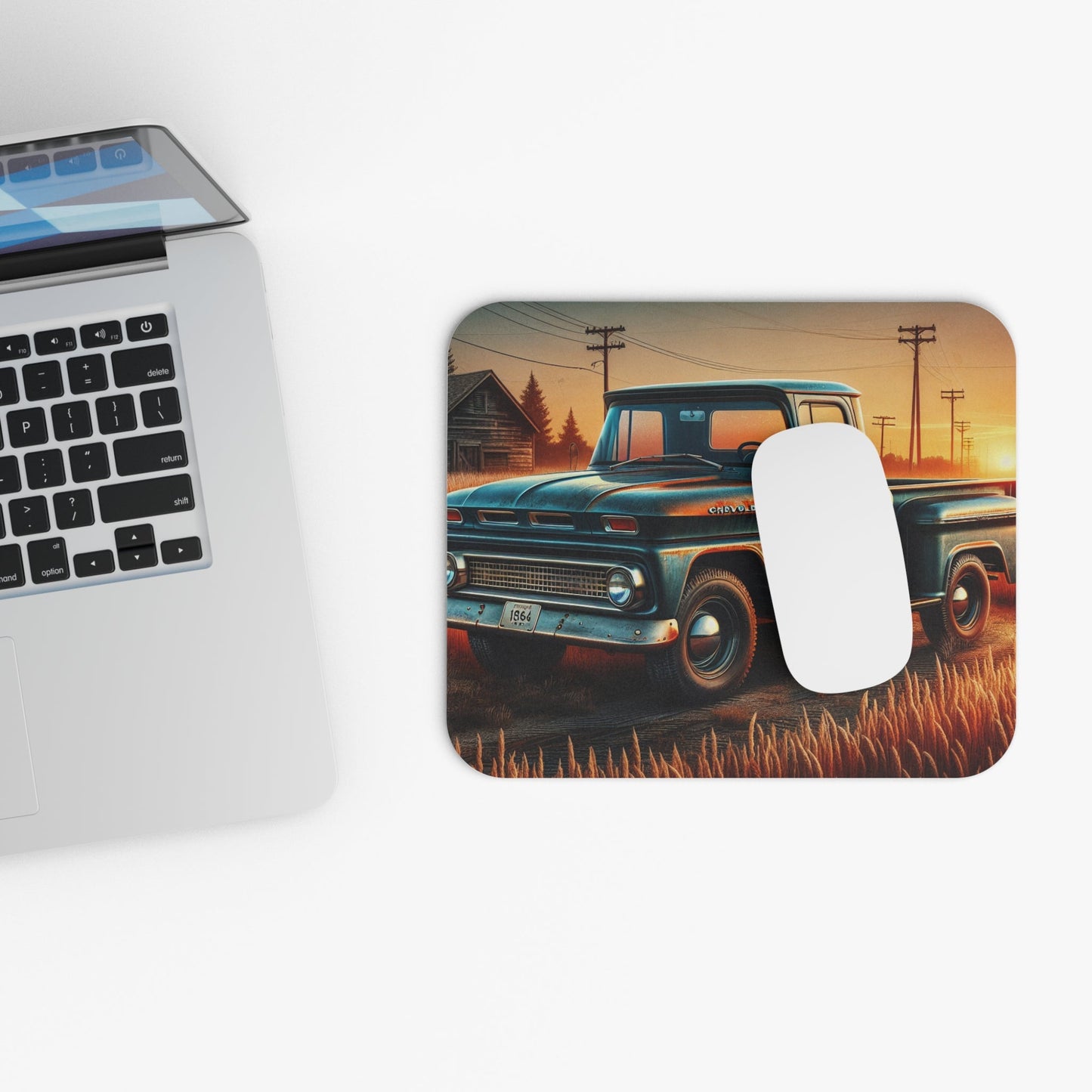 Vintage 1964 Chevy truck mouse pad, retro pickup truck desk mat, classic car office decor
