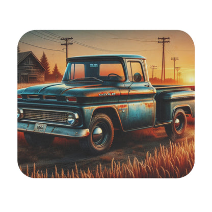 Vintage 1964 Chevy truck mouse pad with classic blue pickup in a retro rural sunset scene