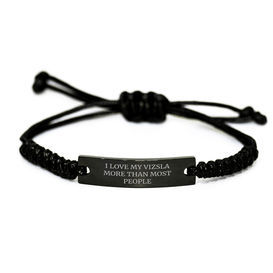 Vizsla Dog Lover's Quote Rope Bracelet, Gifts from Friends and Family for Father's Day, Adjustable Black Rope Jewelry with Engraved Quote - Victory Thru Vision