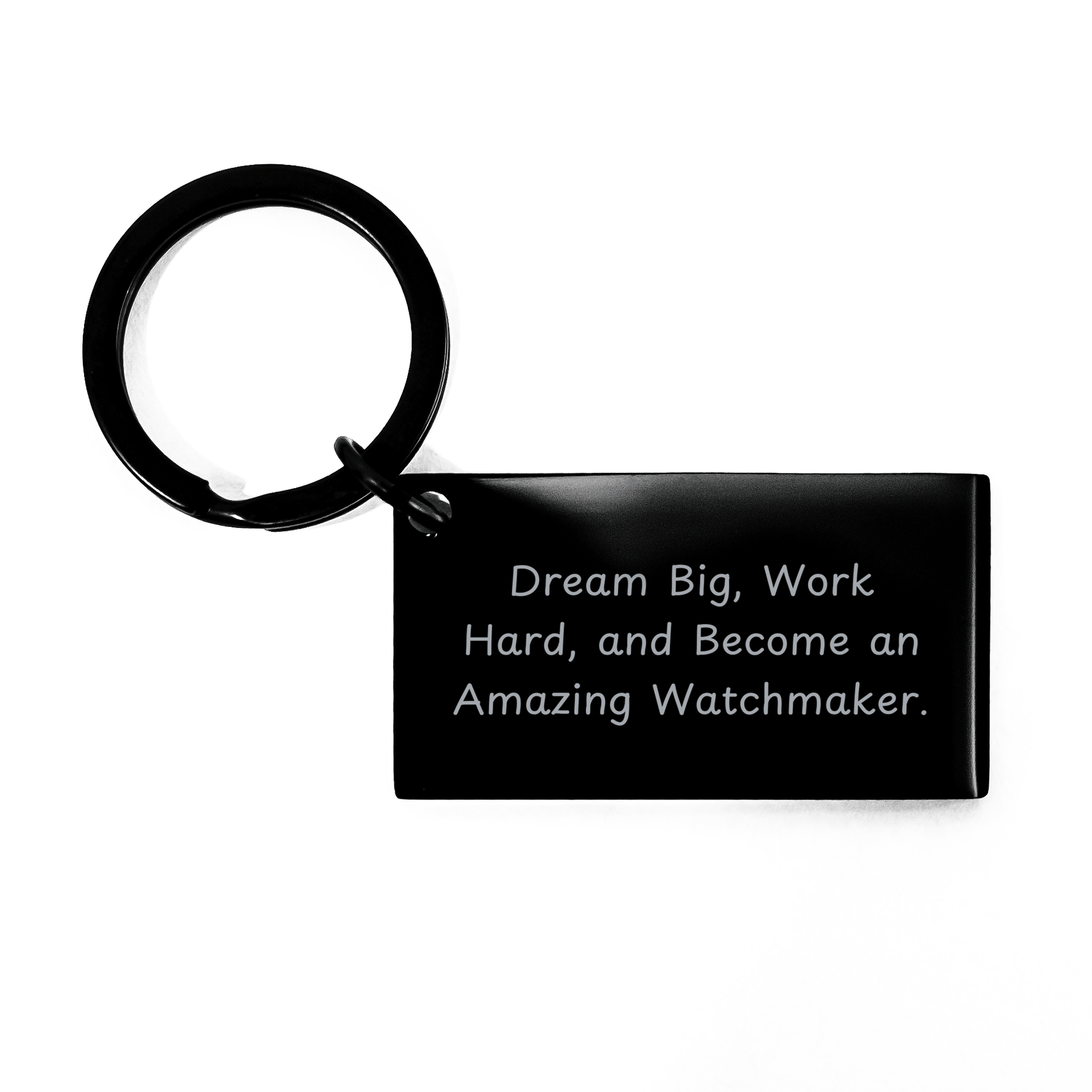 Watchmaker Keychain Gifts from Family to Friends, Inspirational Quote, Black Stainless Steel, 1.57 x 0.87 inches, Graduation Unique Gifts - Victory Thru Vision