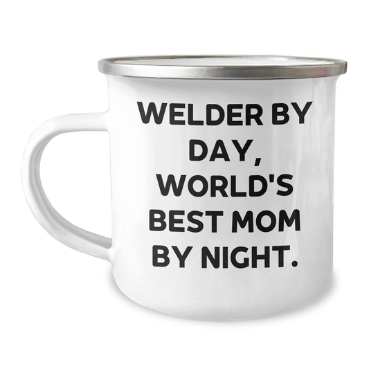 Welder By Day, World's Best Dad by Night, Funny Camping Mug for Father's Day Unique Gifts from Men to Welders - Victory Thru Vision 