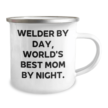 Welder By Day, World's Best Dad by Night, Funny Camping Mug for Father's Day Unique Gifts from Men to Welders - Victory Thru Vision 