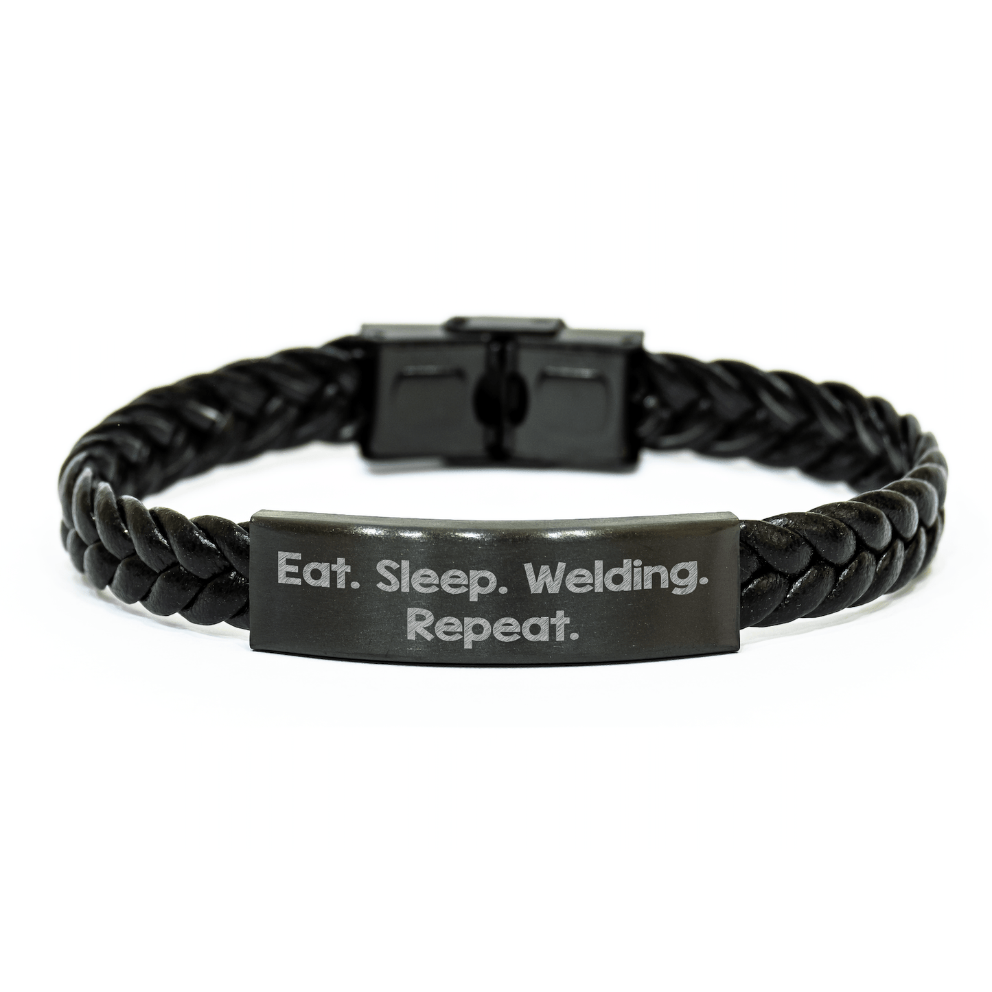 Welding Enthusiasts Gifts from Friends, Unique Interlaced Leather Bracelets for Men, Eat. Sleep. Welding. Repeat. Graduation Unique Gifts - Victory Thru Vision 
