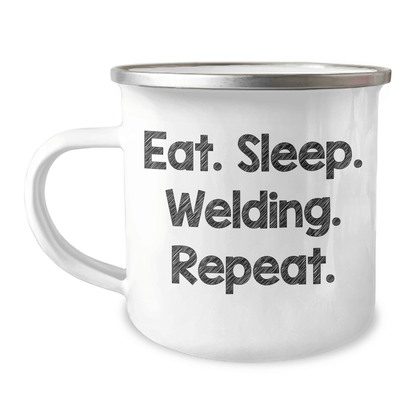 Welding Gifts for Him, Funny Eat. Sleep. Welding. Repeat. Camping Mug, Graduation Unique Gifts from Friends and Family - Victory Thru Vision 