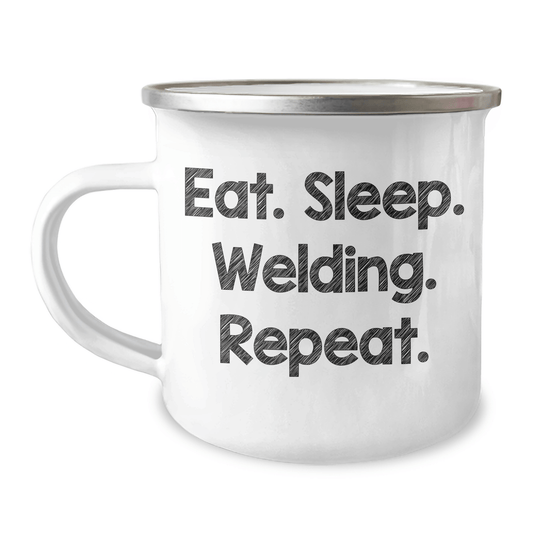 Welding Gifts for Him, Funny Eat. Sleep. Welding. Repeat. Camping Mug, Graduation Unique Gifts from Friends and Family - Victory Thru Vision 
