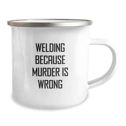 Welding Humor Gifts from Men to Friends, Birthday Unique Welding Camping Mugs with Funny Quote - Victory Thru Vision
