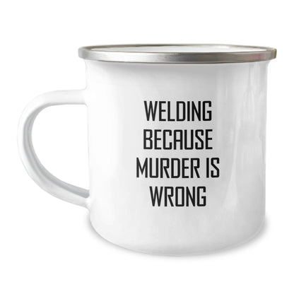 Welding Humor Gifts from Men to Friends, Birthday Unique Welding Camping Mugs with Funny Quote - Victory Thru Vision