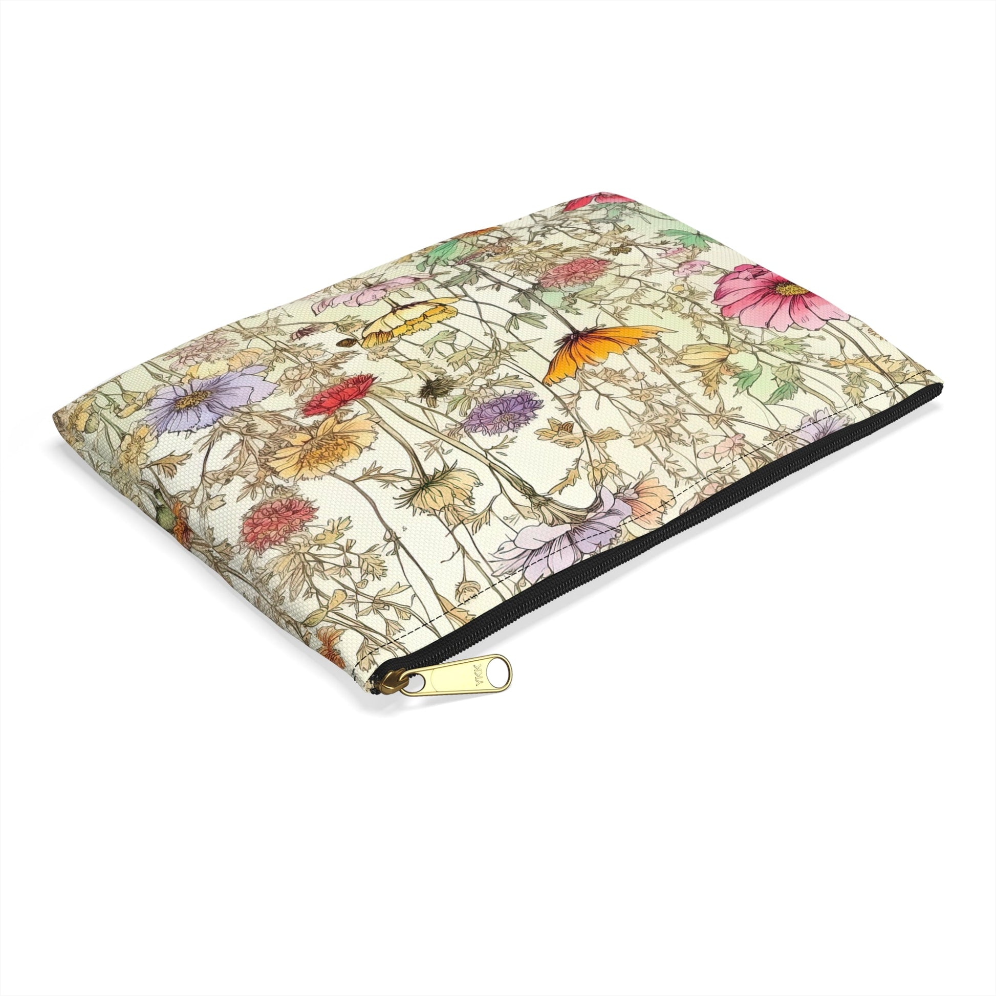 Wildflowers Accessory Pouch, Floral Makeup Bag, Botanical Zipper Pouch, Nature Lover Gift, Boho Travel Organizer - Victory Thru Vision 