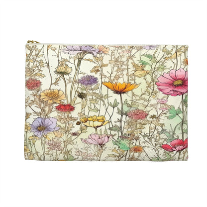 Wildflowers Accessory Pouch, Floral Makeup Bag, Botanical Zipper Pouch, Nature Lover Gift, Boho Travel Organizer - Victory Thru Vision 