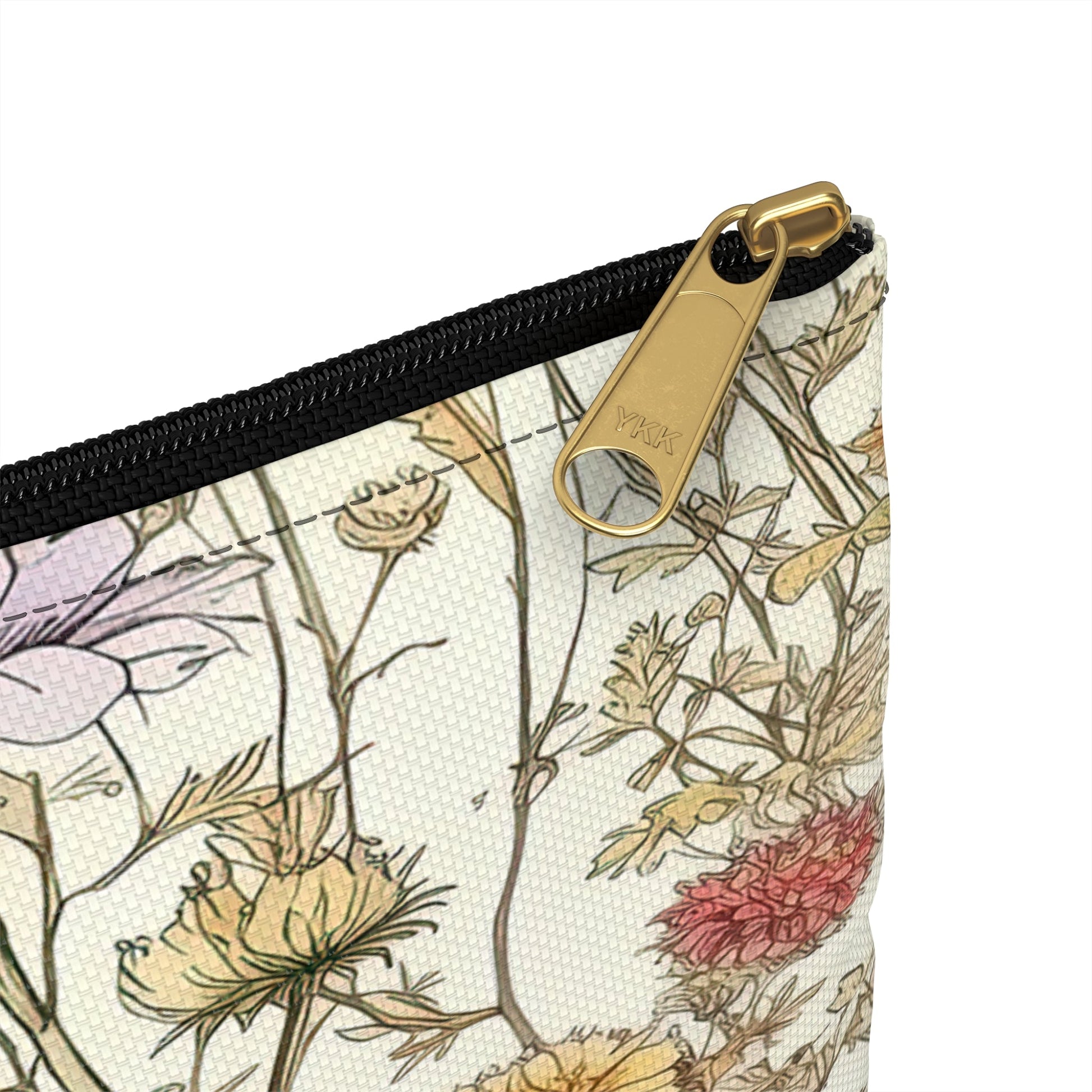 Wildflowers Accessory Pouch, Floral Makeup Bag, Botanical Zipper Pouch, Nature Lover Gift, Boho Travel Organizer - Victory Thru Vision 